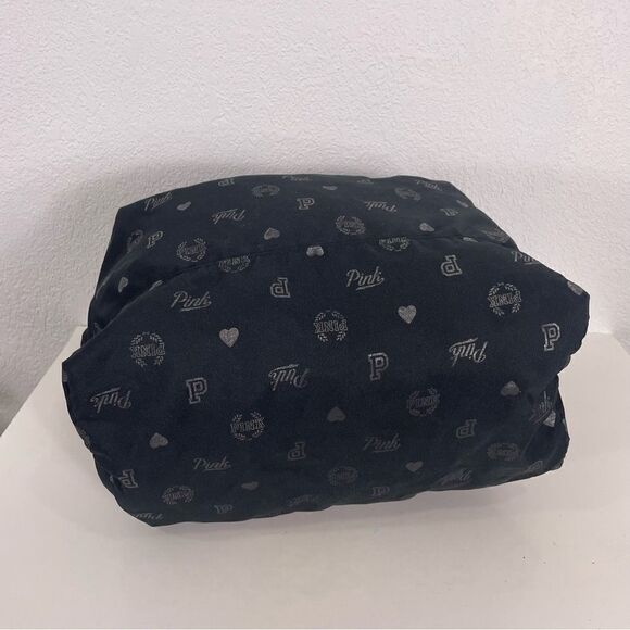 Victoria’s Secret Pink Black Monogram Logo Zipper Close Tote Bag - Picture 2 of 6